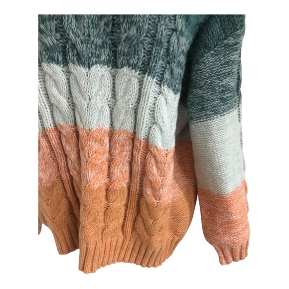 altar’d‎ state green orange ombre chunky knit mock neck sweater size medium new - Picture 8 of 16